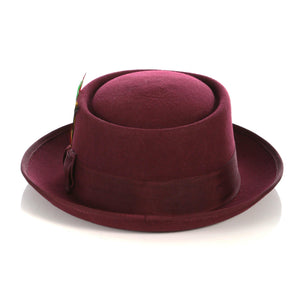 Burgundy Pork Pie Premium Wool Hat