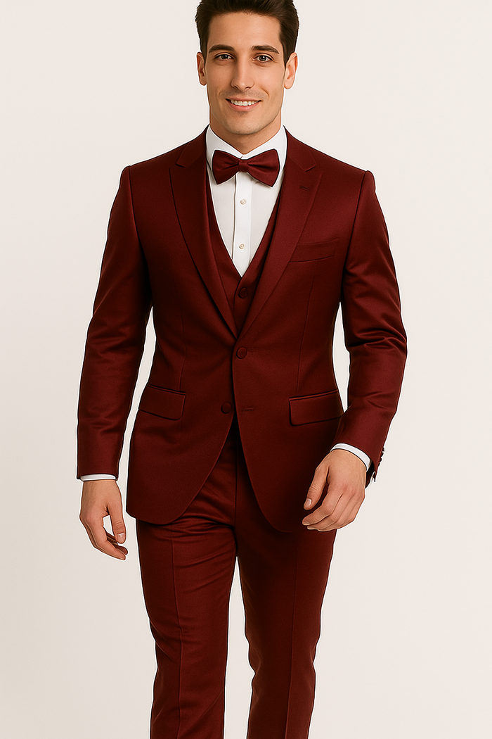 Burgundy Luxe 4-Piece Tuxedo Set