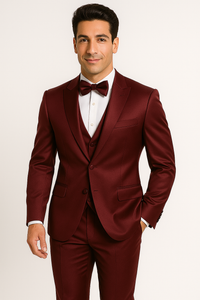 Burgundy Luxe 4-Piece Tuxedo Set