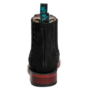 Los Altos Women's Boot Wide Square Toe Nobuck Black Leather Sole - Nobuck Black