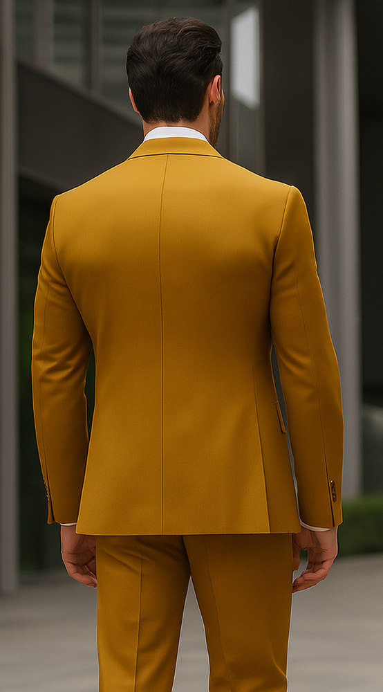 Camel Double Breasted Blazer - Gold Sport Coat