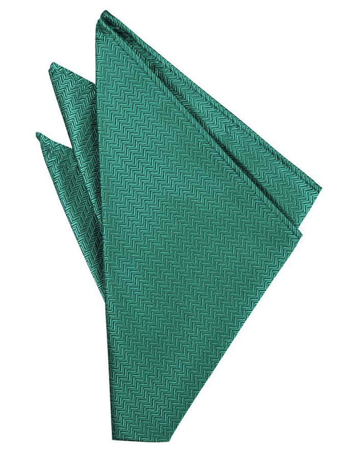 Aqua Herringbone Pocket Square