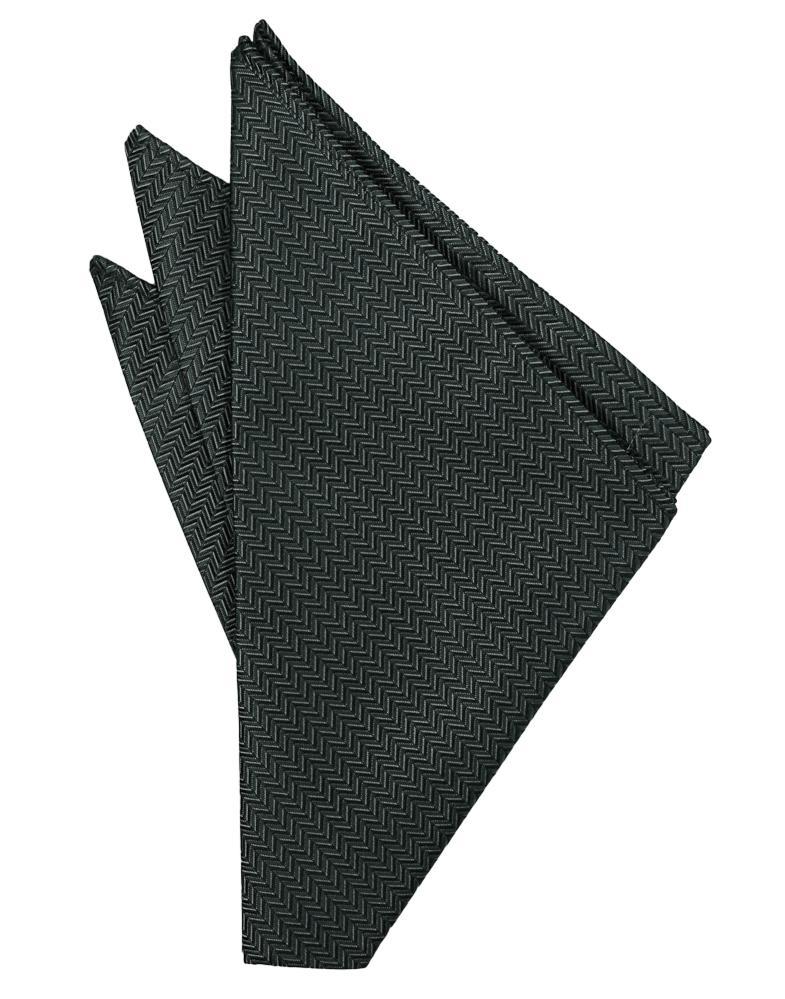Asphalt Herringbone Pocket Square