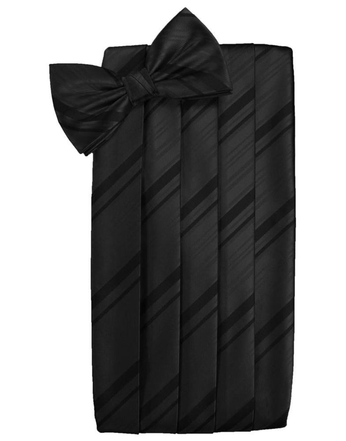 Black Striped Satin Cummerbund