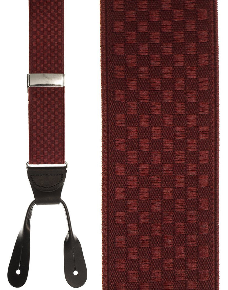 "Burgundy Checkers" Suspenders