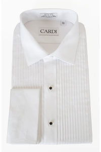 "Charles" White Spread Collar Tuxedo Shirt