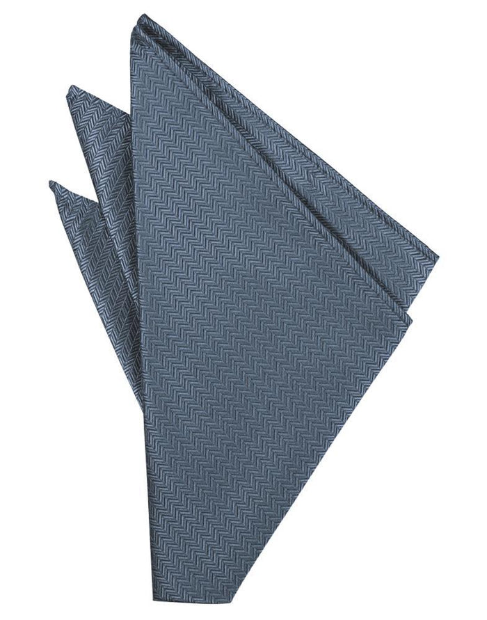 Desert Blue Herringbone Pocket Square
