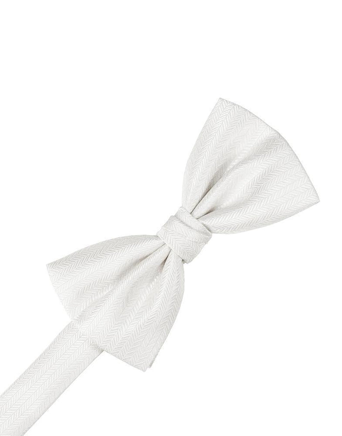 Diamond White Herringbone Kids Bow Tie