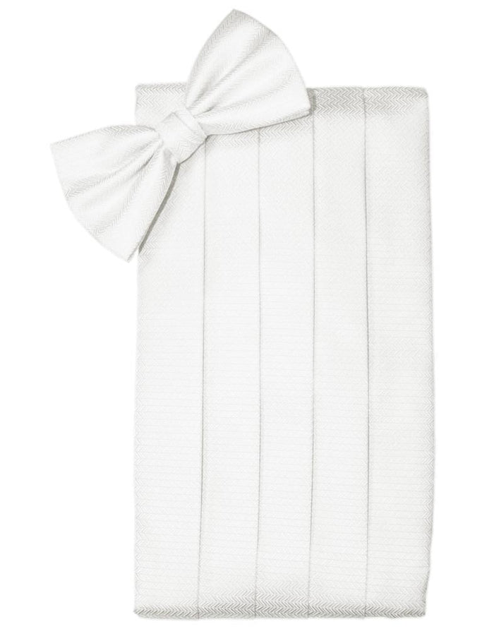 Diamond White Herringbone Kids Cummerbund