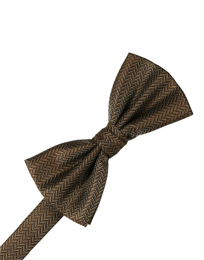 Espresso Herringbone Kids Bow Tie