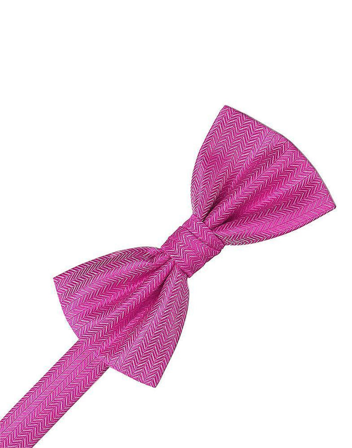 Fuchsia Herringbone Kids Bow Tie