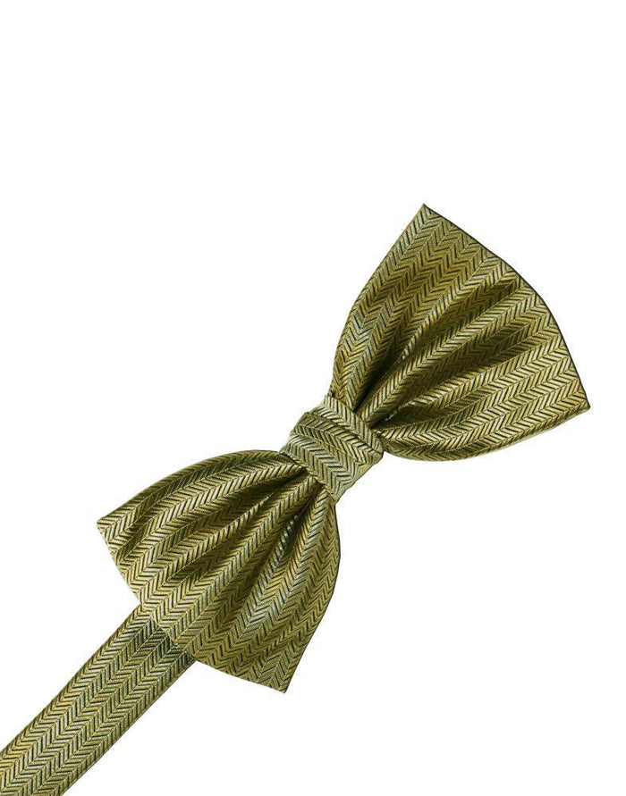 Gold Herringbone Kids Bow Tie