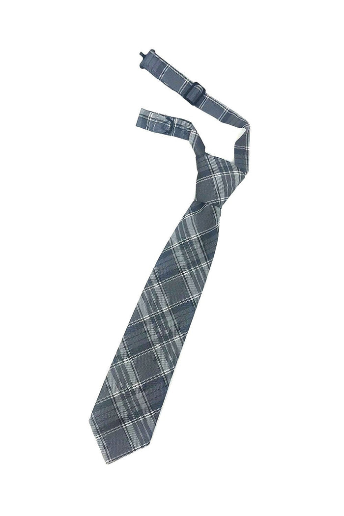 Grey Madison Plaid Kids Necktie