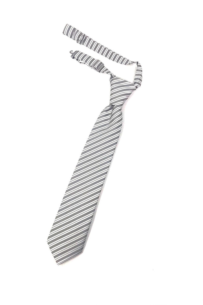 Grey Newton Stripe Kids Necktie