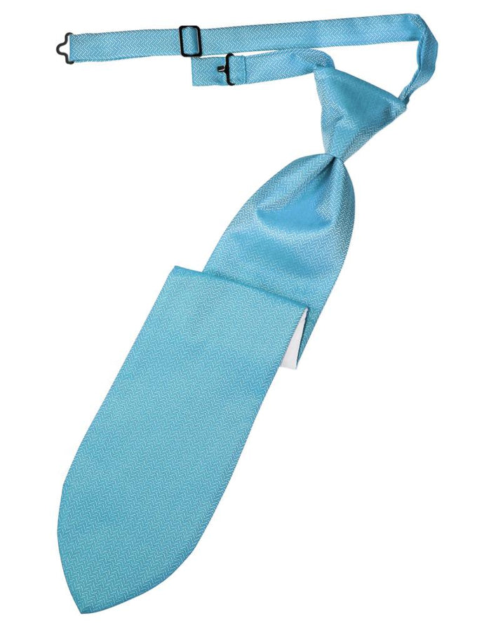 Ice Blue Herringbone Kids Necktie