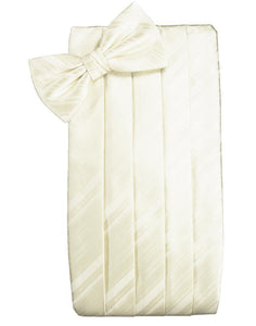 Ivory Striped Satin Cummerbund
