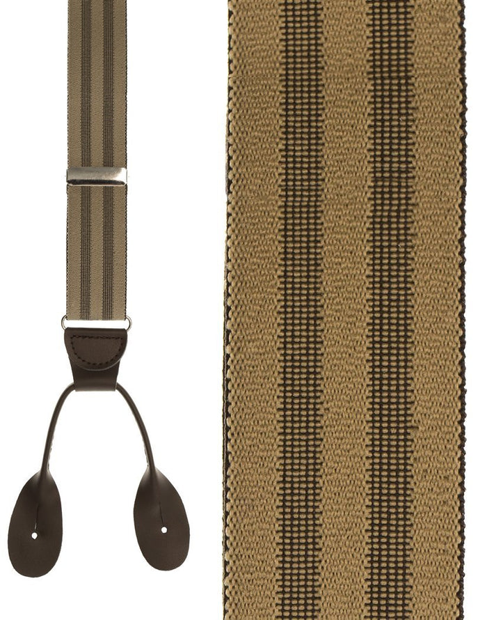 "Khaki Shadow Stripe" Suspenders