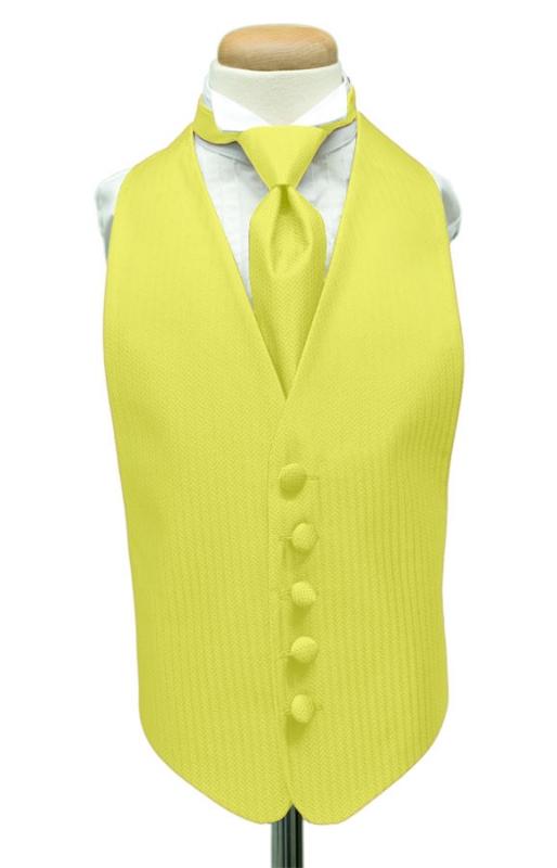 Lemon Herringbone Kids Tuxedo Vest