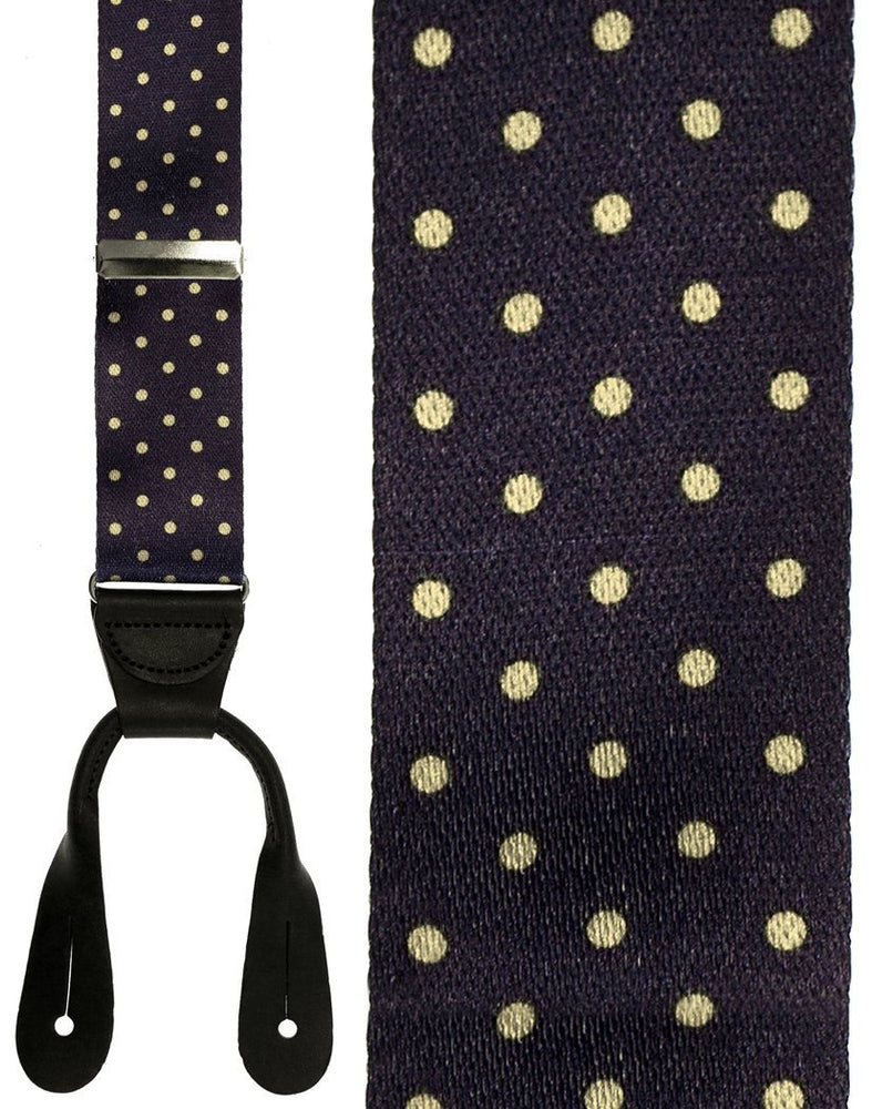 "Manhattan" Black & Khaki Dots Suspenders