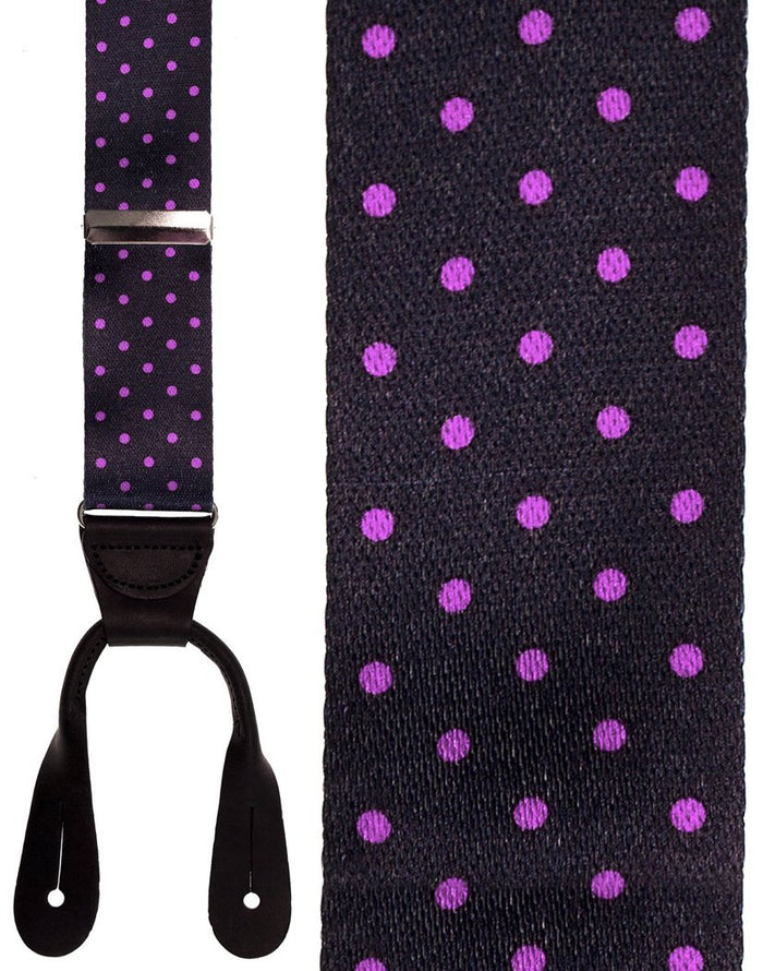 "Manhattan" Black & Pink Dots Suspenders