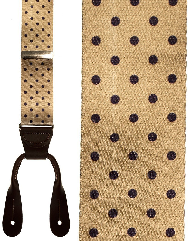 "Manhattan" Khaki & Navy Dots Suspenders