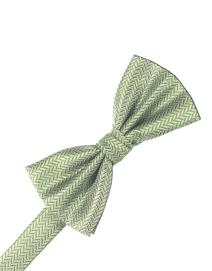 Mint Herringbone Kids Bow Tie