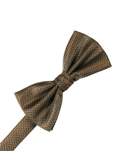 Mocha Herringbone Kids Bow Tie