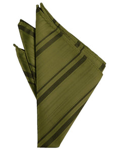Moss Striped Satin Pocket Square
