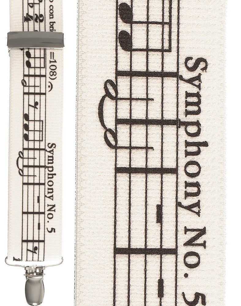 "Musical Notes White" Suspenders