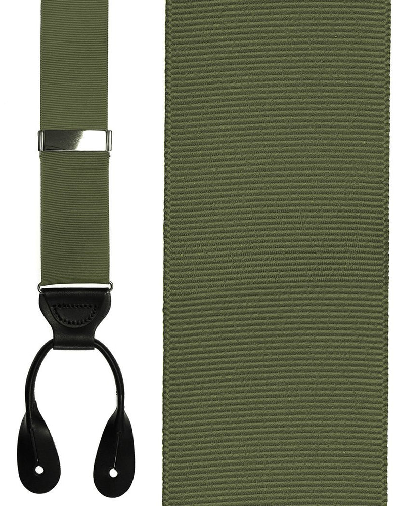 "Olive Grosgraine Ribbon II" Suspenders