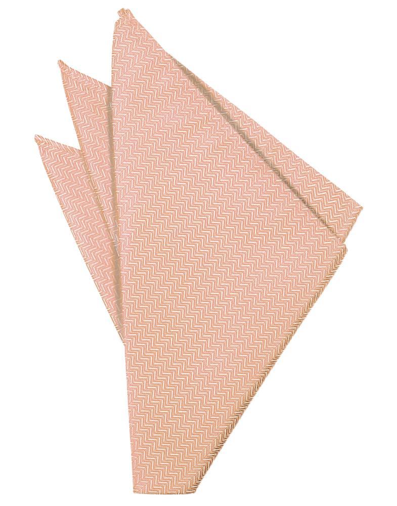 Peach Herringbone Pocket Square