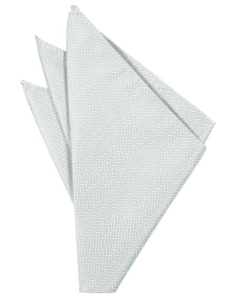 Platinum Herringbone Pocket Square