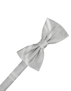 Platinum Striped Satin Kids Bow Tie