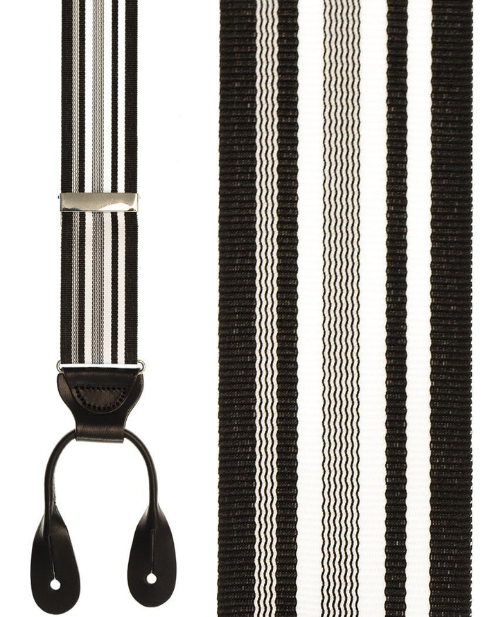 "Portland" Black Striped Suspenders