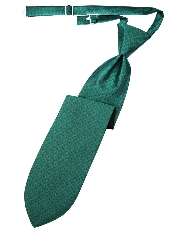 Cardi Pre-Tied Aqua Herringbone Necktie
