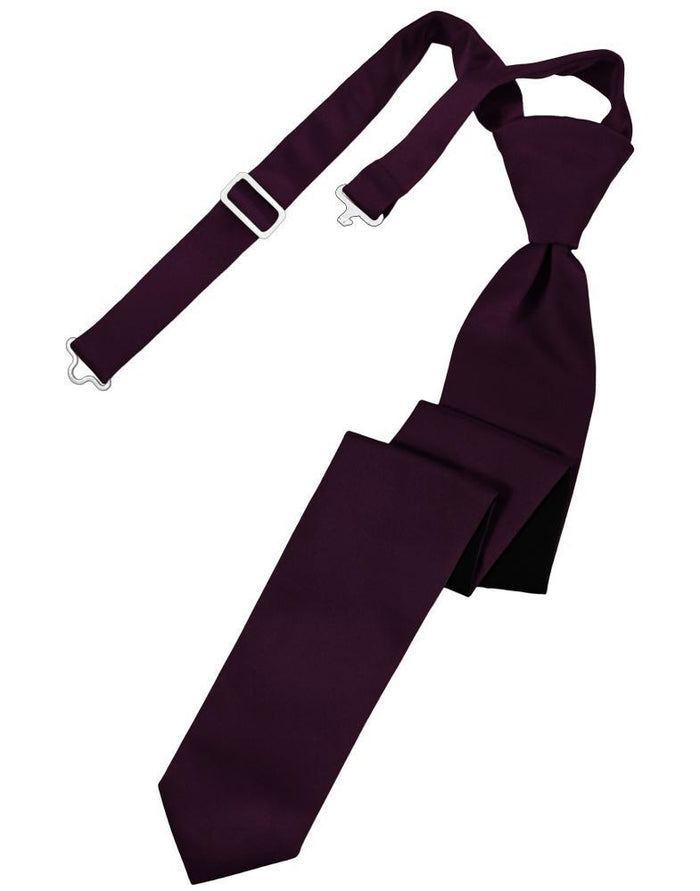 Cardi Pre-Tied Berry Luxury Satin Skinny Necktie