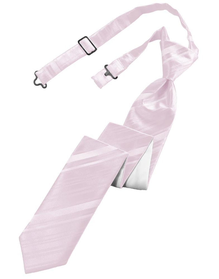 Cardi Pre-Tied Blush Striped Satin Skinny Necktie