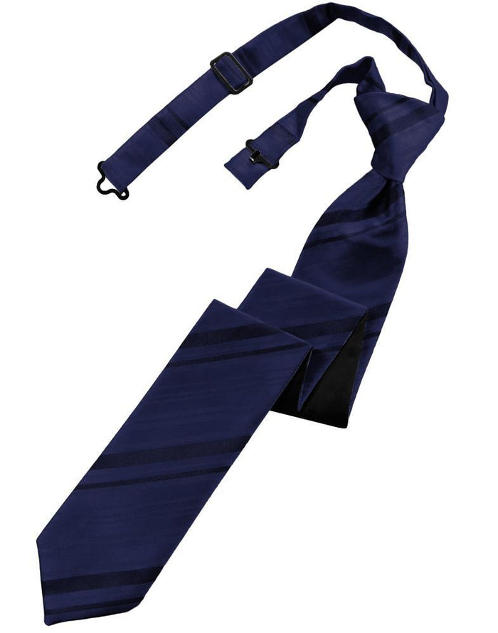 Cardi Pre-Tied Marine Striped Satin Skinny Necktie