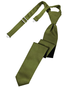 Cardi Pre-Tied Moss Luxury Satin Skinny Necktie