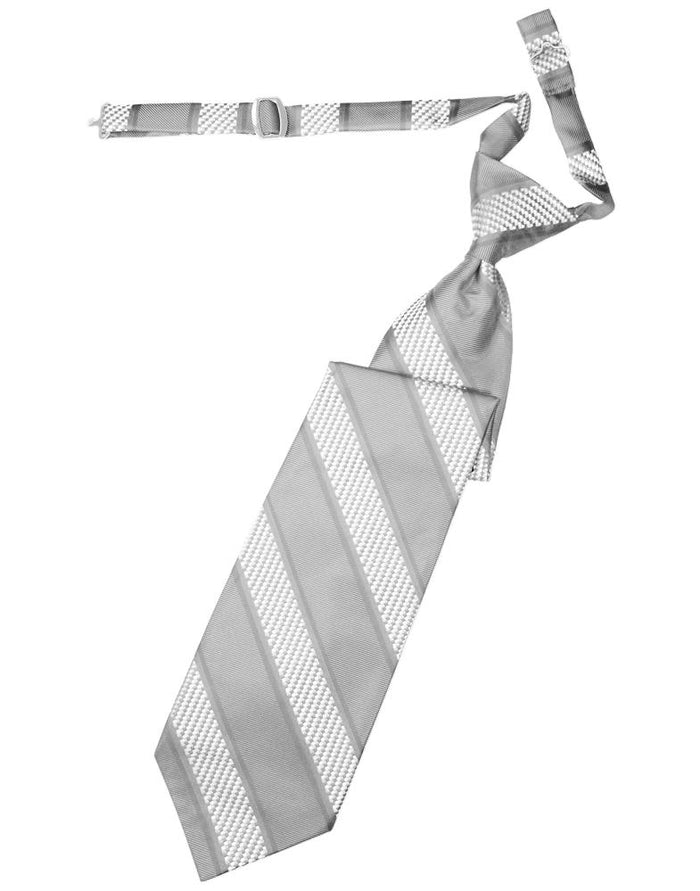 Cardi Pre-Tied Silver Venetian Stripe Necktie
