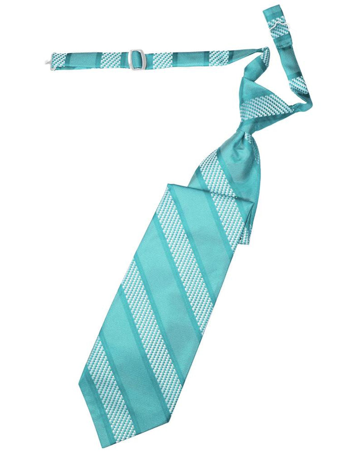 Cardi Pre-Tied Turquoise Venetian Stripe Necktie