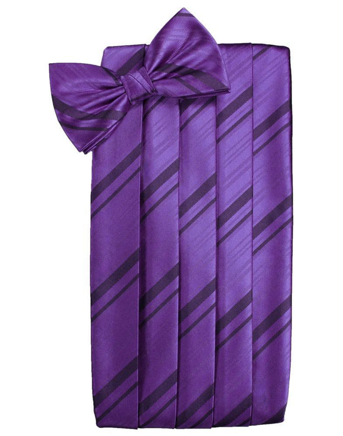 Purple Kids Striped Satin Cummerbund