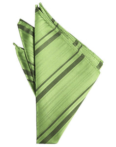 Sage Striped Satin Pocket Square