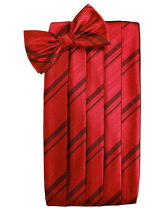 Scarlet Striped Satin Cummerbund