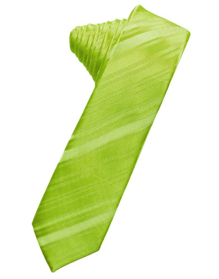 Lime Striped Satin Skinny Necktie