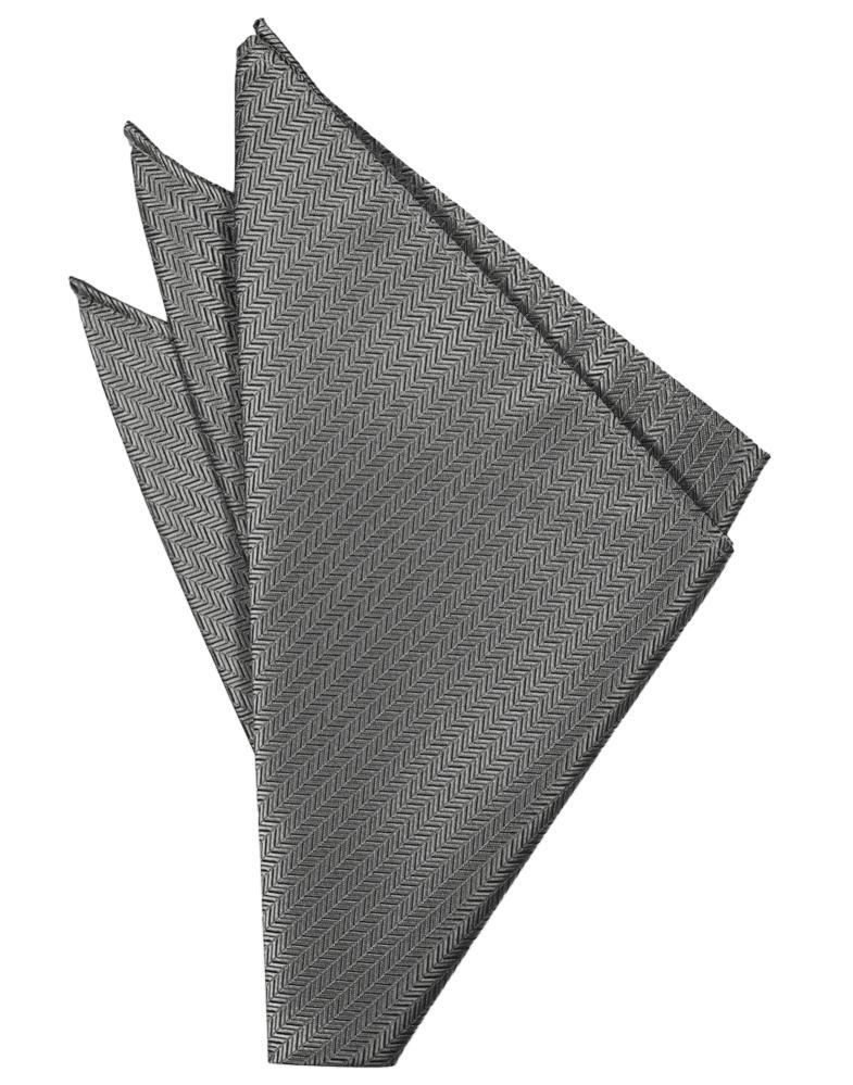 Silver Herringbone Pocket Square