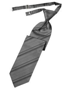 Silver Striped Satin Kids Necktie