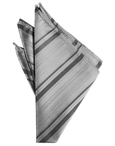 Silver Striped Satin Pocket Square