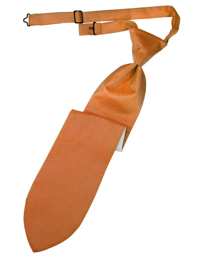 Tangerine Herringbone Kids Necktie