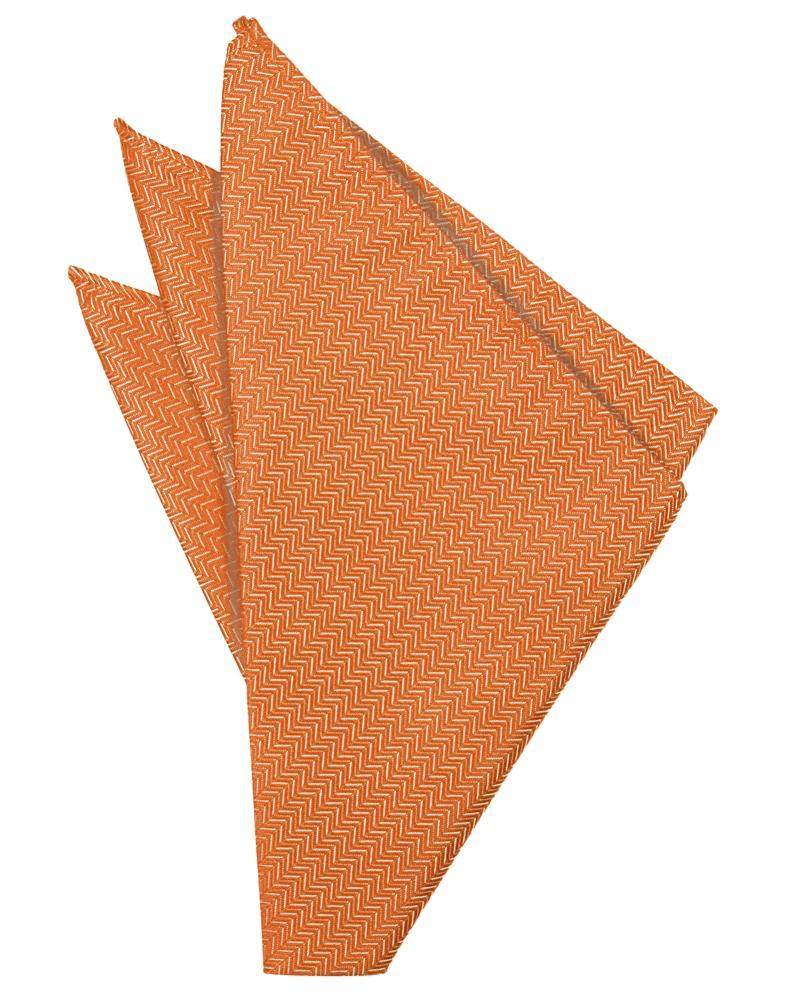 Tangerine Herringbone Pocket Square